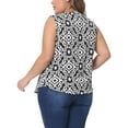 thumbnail image 3 of Plus Size Top for Women Sleeveless Floral Print V Neck Tunic Tank Tops Blouse Shirts 2X Black, 3 of 6