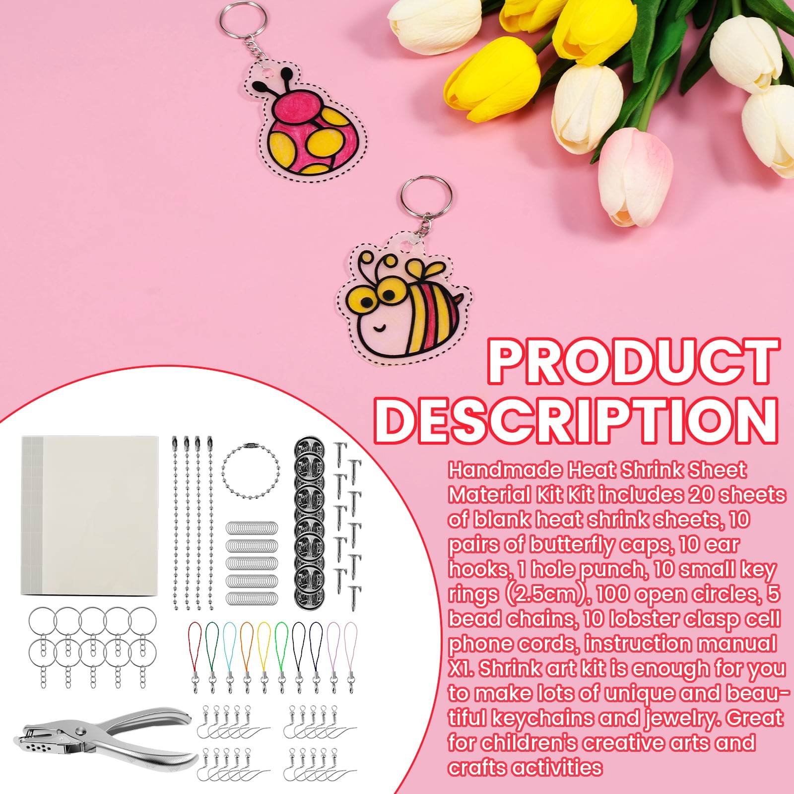 Shrink Plastic Diy Photo Keychain Shrink Plastic 162-Piece S Kit