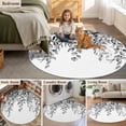 thumbnail image 5 of Eucalyptus Leaves Round Area Rug 4Ft Washable Circle Rugs for Bedroom Dining Room, Black Grey Summer Botanical Weeping Non-Slip Carpet Floor Mats Indoor Outdoor Carpet Runner Aesthetic Home Decor, 5 of 8