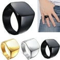 thumbnail image 2 of K-KED Men Polished Square Signet Ring Stainless Steel Biker Band Men Delicate Jewelry Size 7-14-Black -9#, 2 of 8