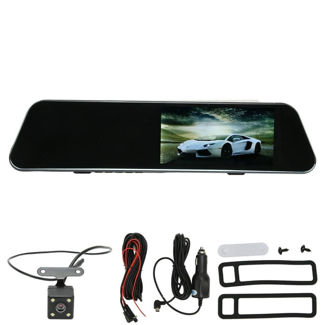 Cámara de salpicadero con espejo retrovisor, grabadora de conducción, Monitor de 4,3 pulgadas, vídeo de 12MP, resolución de 1080P, Sensor G, grabación en bucle para coche