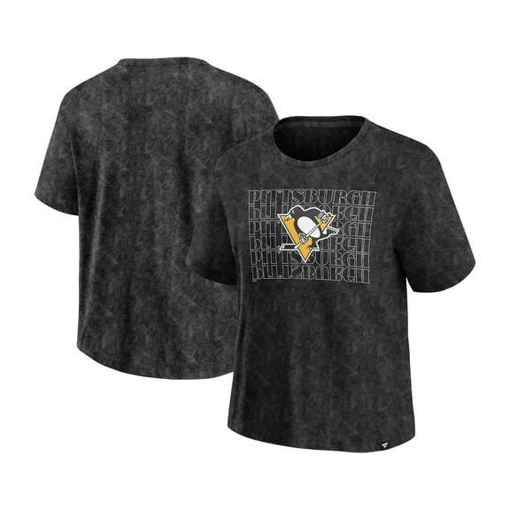 Women's Fanatics Black Pittsburgh Penguins Faded Wash T-Shirt