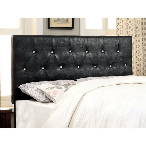 Furniture of America Chasidy Faux Leather Full Queen Headboard in Black
