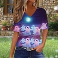 thumbnail image 2 of Jsaierl Womens Halloween Shirts Novelty Ghost Print Tees Stretch Classic V Neck T-Shirts Short Sleeve Dressy Casual Blouse Tops Halloween Costumes,Sizes S-3XL, 2 of 5