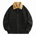 thumbnail image 5 of Miluxas Men's Winter Corduroy Jacket Thick Sherpa Fleece Lined Cotton Full Zip Warm Cargo Zipper Pockets Trucker Work thermal Black XXXL(XXXL), 5 of 9