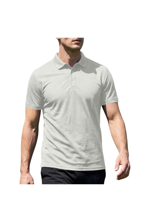 Tee Shirts Mens Solid Basic Short Sleeve Lapel Collar Soft Pique Cotton Classic Casual Tops S-3XL