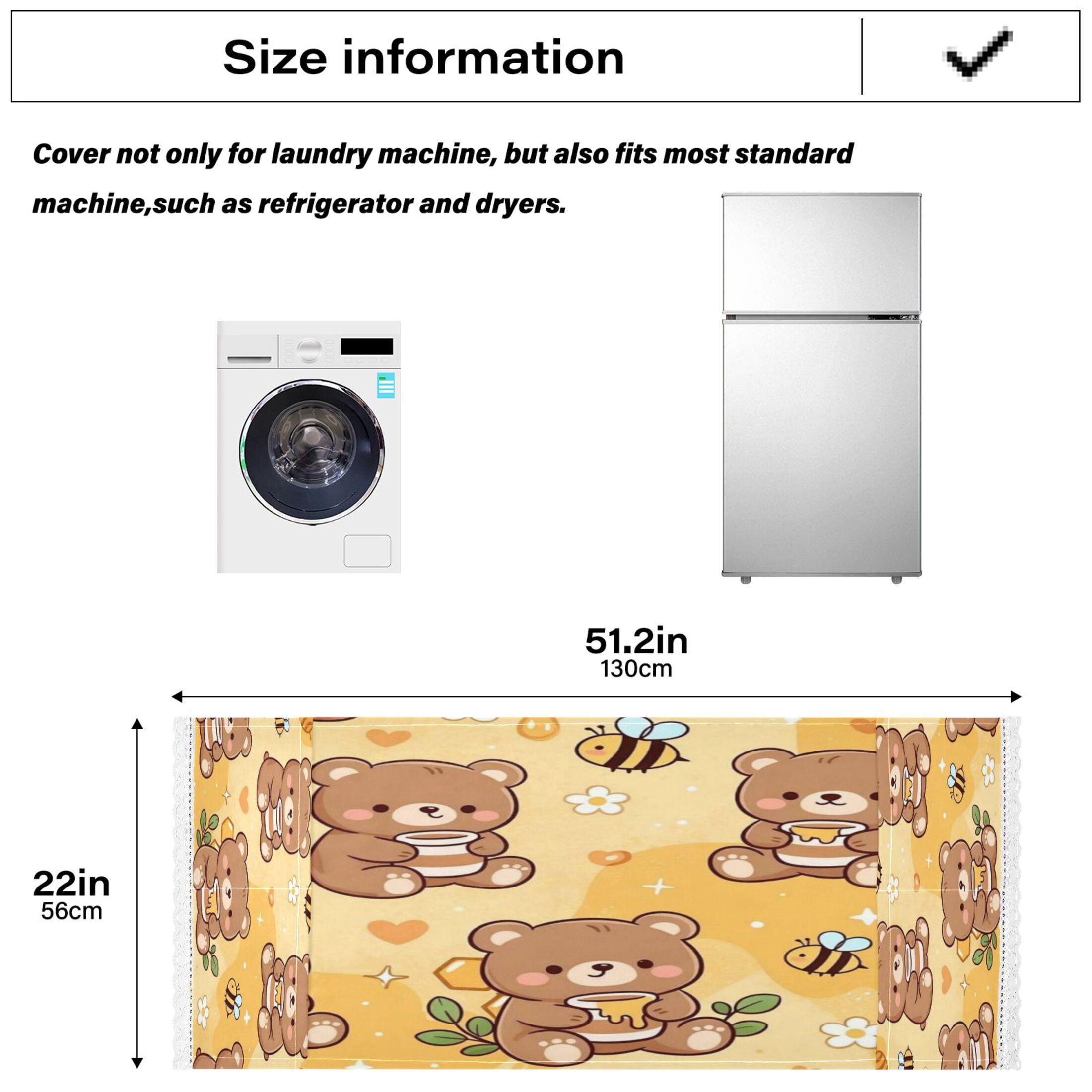 Wobogo Honey Bear Washing Machine Cover Dustproof Washer Dryer Cover Waterproof Laundry Room Decorative Protector