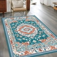 thumbnail image 3 of Turquoise Boho Large Area Rugs for Bedroom Living Room, Non Slip Carpet Bedside Rug, Ethnic Aztec Southwest Abstract Pattern Rectangular Floor Cover Kitchen Accent Rug 2.7'x5' for Dining Room/Office, 3 of 9