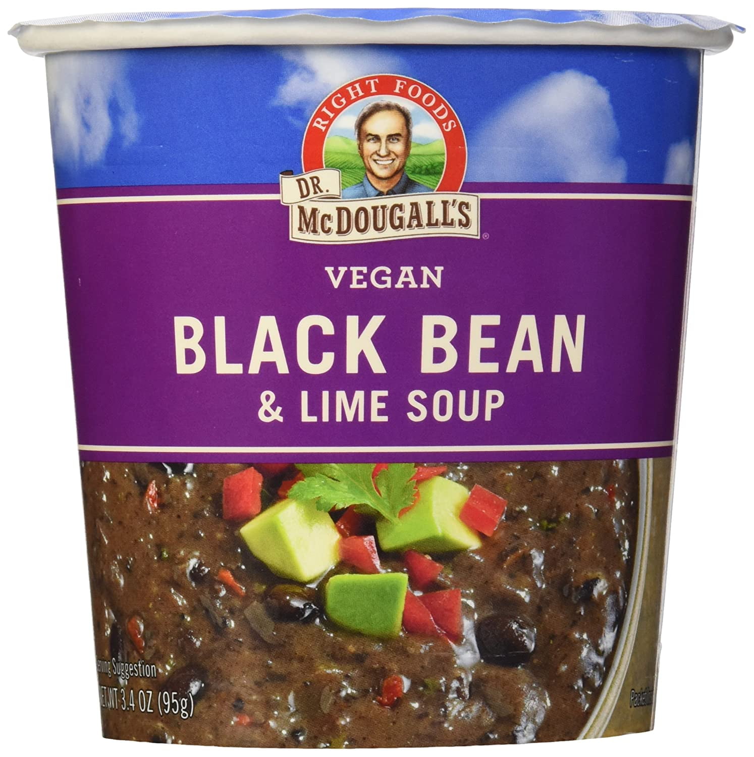 Dr. McDougall's Vegan Black Bean & Lime Soup, 3.4 oz Pack of 6