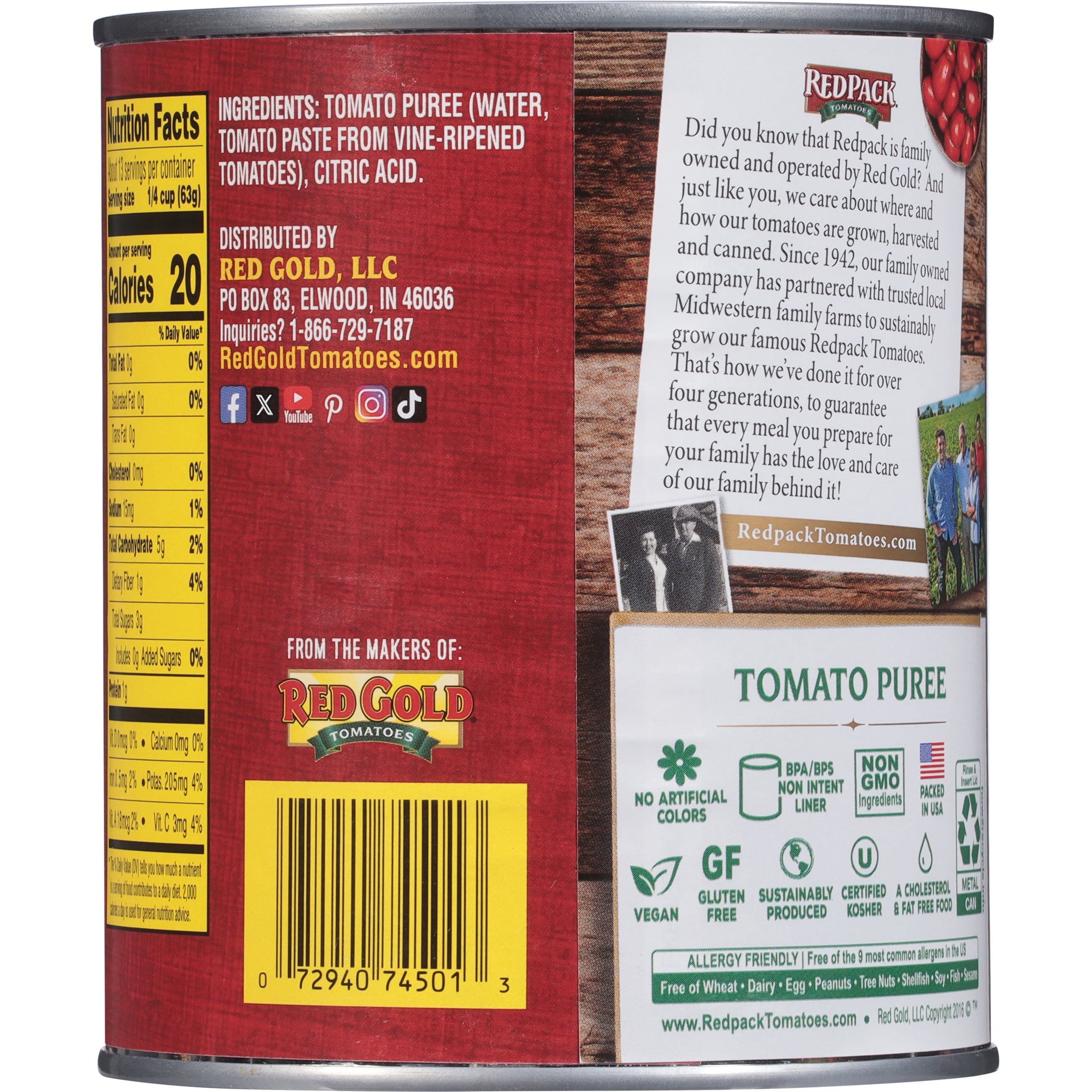 (3 pack) Redpack Tomato Puree, 29 oz Can