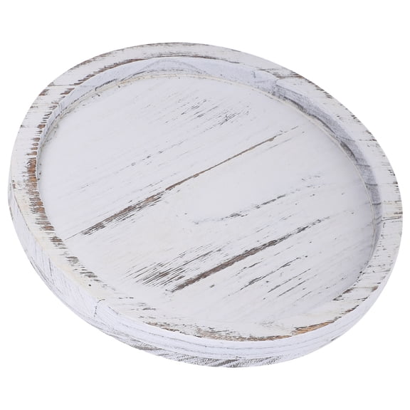 Rustic Round Wooden Serving Tray Decorative Tea Cup Tray for Kitchen Dining and Home Use