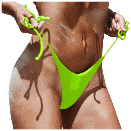 Women s Bikini Bottom High Waisted Lace Up Low Waist Brazilian Swimwear Briefs Beachwear Brazilian Side Tie Thong Bathing Bathing Suit Bottoms For Women Mint Green L