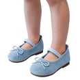 thumbnail image 2 of (15Months-7Years) Little Girls Bow Knot Suede Princess Shoes Soft Comfort Non-Slip Sole Fashion Casual Flats for Toddler Kids Blue 22, 2 of 9