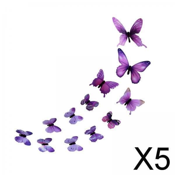 5x 12 Pegatinas de Pared de Mariposa Luminosa 3D, Decoración de Pared, Calcomanías Artísticas de Pared Duraderas para Fiesta, Sala de Estar, Sofá, Tel 5 piezas