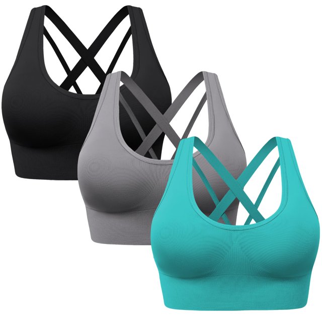 Sujetador deportivo BLUELILY de soporte medio con tiras cruzadas para mujer