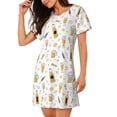 thumbnail image 2 of Fotbe Beer Bata de Dormir para Mujer con Estampado, Camisón de Algodón de Manga Corta, Ropa de Dormir Casual, 2 of 6