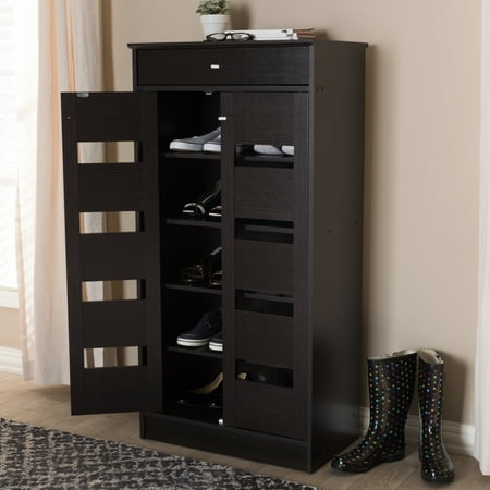 - Baxton Studio Acadia Modern and Contemporary Wenge Brown Finished Shoe Cabinet
