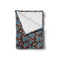 thumbnail image 2 of Floral Soft Flannel Fleece Blanket, Continued Pattern of Hibiscus White Flower Illustration and Leaves in Calm Tones, Cozy Plush for Indoor and Outdoor Use, 50" x 70", Sea Blue Brown, by Ambesonne, 2 of 5
