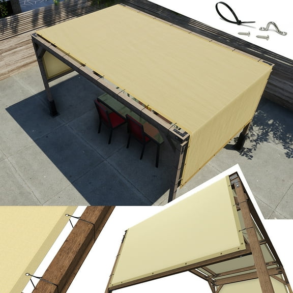 AMGO 10' x 10' Beige Pergola Sun Shade Canopy Replacement Cover UPF50, Commercial Grade 260 GSM Cloth for Outdoor Patio, Garden, Backyard (We Make Custom Size)