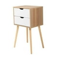 thumbnail image 2 of Set of 2 Nightstand End Table with 2 Storage Drawers and Solid Wooden Legs, Fashion Modern Side Table for Bedroom Living Room Furniture, 2 of 8