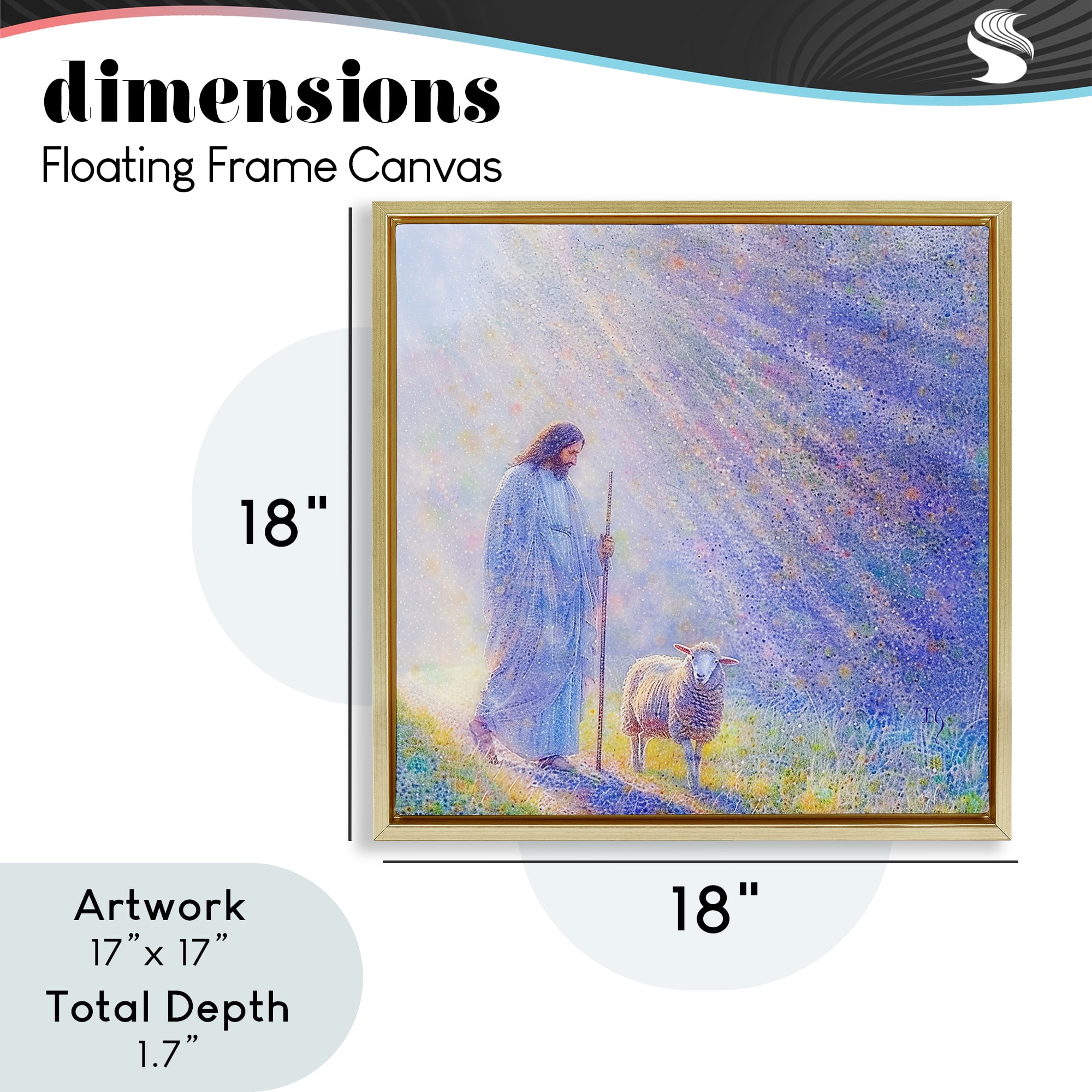 Guiding Light Shepherd Gold Framed Floater Canvas Wall Art, design by Ivan Guaderrama