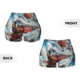 thumbnail image 6 of Yiaed Red Train Hot Air Balloon Print Women's Athletic Shorts Running Shorts Sporty Short High Waisted Elastic Workout Shorts for Yoga Gym Running & Sports -Medium, 6 of 8
