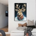 thumbnail image 2 of Vintage Deer Canvas Wall Art with Glasses and Scarf | Unique animal portrait, ready to hang décor, ideal for study or living room, 2 of 7