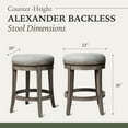 thumbnail image 4 of Maven Lane Alexander Backless Counter Stool in Reclaimed Oak Finish w/ Ash Grey Fabric Upholstery, 4 of 5