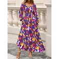 thumbnail image 4 of RETTYGARDEN Women Floral Maxi Dresses Fall Long Sleeve Square Neck Boho A Line Wedding Guest Casual Flowy Long Dress, 4 of 8