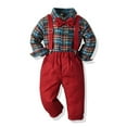 thumbnail image 2 of Toddler Dress Suit Baby Boys Gentleman Clothes Sets Bow Ties Shirts + Suspenders Pants Outfit, 2 of 9