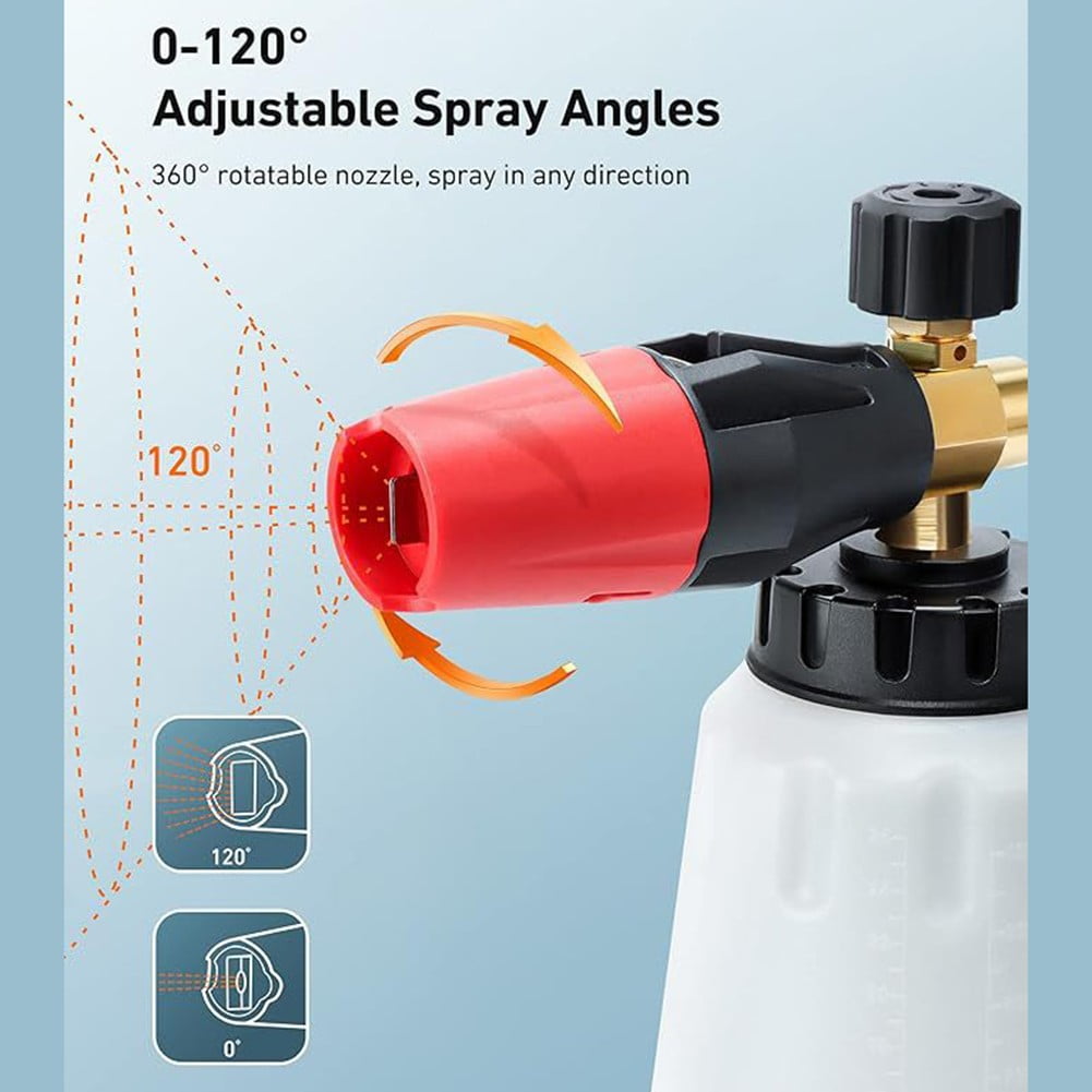High Pressure Snow Foam Pot 1L Large Capacity Adjustable Angle Cleaning Tool