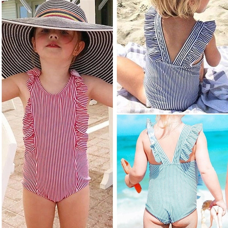 girls striped swimsuit