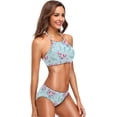 thumbnail image 6 of Dreamtimes Peony Roses Flowers Blue Swimsuits Padded Bikini Sets Sexy Swimwear for Women, Large, 6 of 7