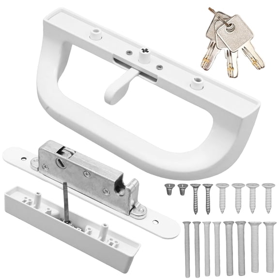 Mortise Lock Set with Key Cylinder, Sliding Glass Door Latch Lock Fits 3-15/16” Screw Hole Spacing, for Door Thickness from 1 in to 1.75 in
