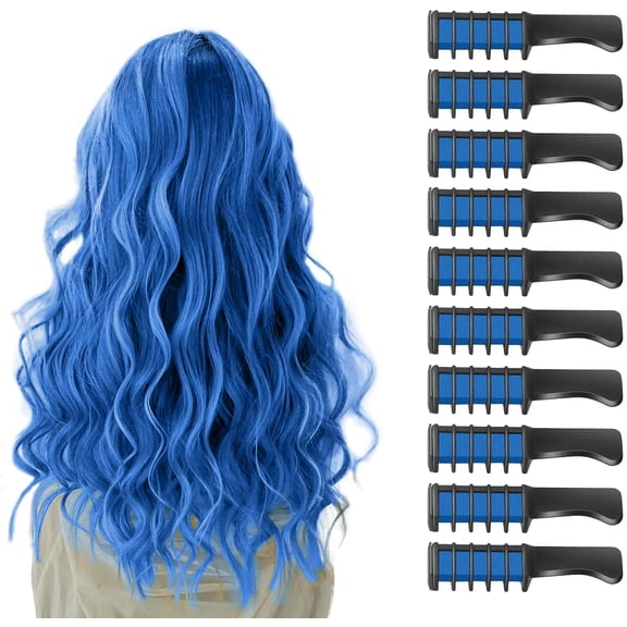 10 Pcs Hair Chalk for Kids&Girls Temporary Hair Chalk Comb Washable Hair Color Dye for Kids Girls Gifts for Birthday, Children's Day, Easter, Halloween, Christmas, New Year, Cosplay DIY(Blue)