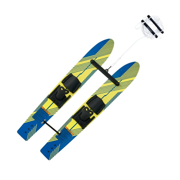 Skis nautiques KFFKFF 46 pouces, entraîneurs de ski nautique pour enfants avec fixations réglables X-7, corde à double poignée et barre stabilisatrice amovible