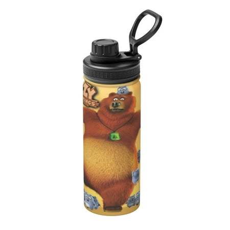

Grizzy And The Lemmings 18oz Insulated Water Bottle with Handle Stainless Steel Water Bottles with Wide Mouth Double Wall Vacuum Sports Water Bottle