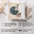 thumbnail image 2 of Ethan Taylor Botanical Throw Pillow Soft Cushion Cover 'Beige Bohemian Botanicals Leaf Boho' Bohemian Pattern Decorative Square Accent Pillow Case, 16x16 Inches, Beige, Blue, 2 of 5