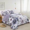 thumbnail image 2 of Juego de colcha Drucon Purple Floral Queen Size, 3 piezas, microfibra, 2 of 7