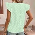 thumbnail image 3 of Oplxuo Womens Summer Sleeveless Tank Tops Crewneck Ruffle Sleeve Eyelet Shirts Blouses, 3 of 7