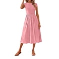 thumbnail image 2 of Daiosportswear Womens Casual Cap Sleeve Midi Dress Crewneck Swing Flowy Empire Waist Long Dress , Women'S Short-Sleeved Sundress Pink S(S), 2 of 6