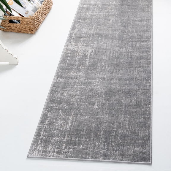 Rugs.Com Valencia Collection Runner Rug – 6 Ft Runner Grey Low Rug Perfect For Hallways, Entryways