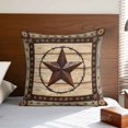 thumbnail image 4 of Texas Star Brown Pillow Covers 18x18 Inch, Country Star Rustic Vintage Wooden Linen Pillowcase with Invisible Zipper, Decorative Throw Pillow Covers Cushion Case for Couch Sofa Bed Living Room, 4 of 9