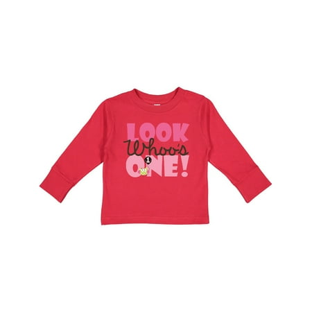 

Inktastic Look Who Is One Owl Gift Toddler Toddler Girl Long Sleeve T-Shirt