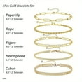 thumbnail image 2 of Gold Bracelets for Women,Gold Plated Jewelry Sets for Women Trendy Thin Dainty Stackable Cuban Link Paperclip Chain Bracelet Pack Fashion Accessories Gifts, 2 of 6