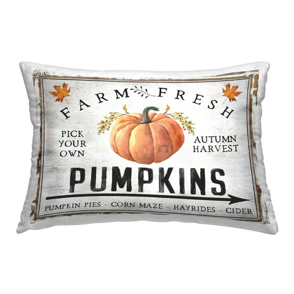 Stupell Industries Farm Fresh Pumpkin Decorative Printed Throw Pillow, 14 x 20