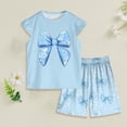 thumbnail image 2 of Nwiuh Girls Pajamas Set Toddler Kids Sleepwear Cute Top and Cozy Bottom Short Pajama Set (Light Blue, 4-5 Years), 2 of 5
