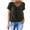 Army Green, variant on Women's V-Neck Pleated Puff Sleeve Bubble Hem Loose Fit Casual Blouses for Women Summer Everyday Wear