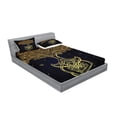 thumbnail image 2 of Ambesonne Tribal Fitted Sheet & Pillow Sham Set, Night Stars Abstract, Full, Dark Blue Yellow, 2 of 2
