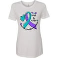 thumbnail image 3 of Inktastic Love and Care Suicide Prevention Awareness Ribbon and Hearts Women's T-Shirt, 3 of 5